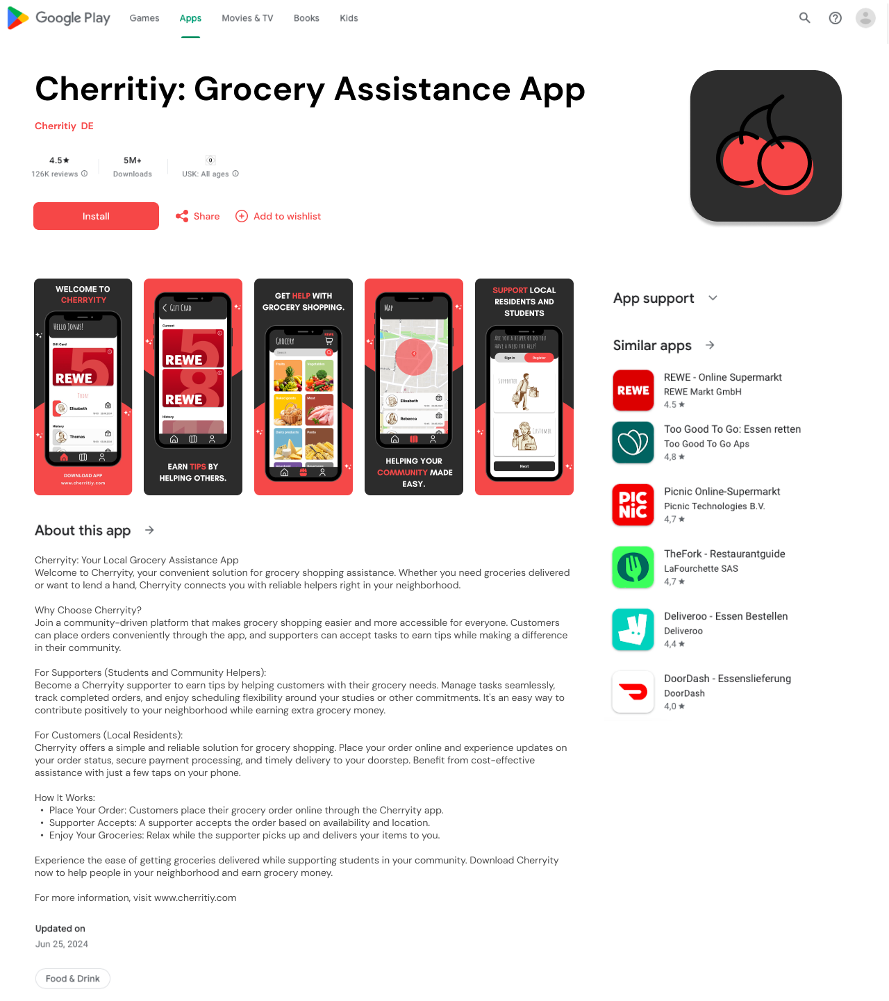 Google Play Store für Cherrity